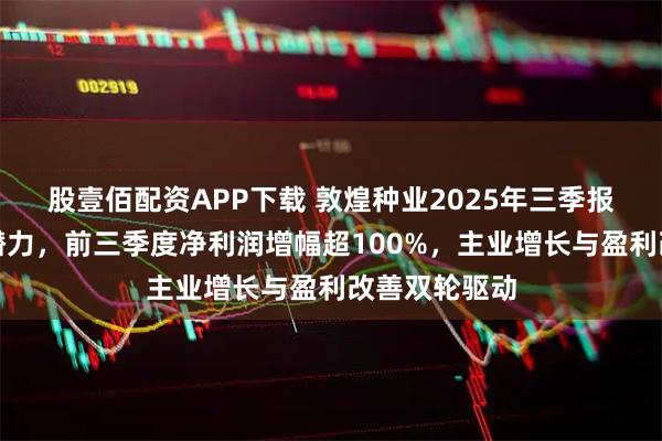 股壹佰配资APP下载 敦煌种业2025年三季报彰显韧性与潜力,前三季度净利润增幅超100%,主业增长与盈利改善双轮驱动